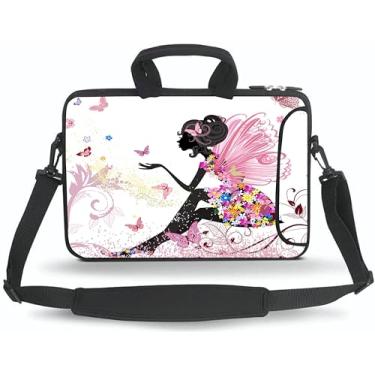 Imagem de HYUTOTA 11 11,6 12 12,5 12,5 13 cm Capa para laptop/Chromebook/Ultrabook/Notebook PC Messenger Bag Tablet Travel Case Neoprene Handle Sleeve with Shoulder Strap (Beautiful Girl)