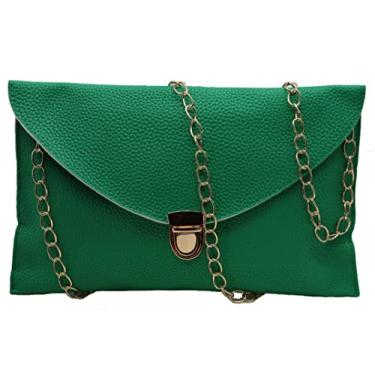 Imagem de Amaze Bolsa feminina moderna de ombro com envelope e bolsa tiracolo bolsa carteiro de couro para senhora, Verde - 1, Envelope Size