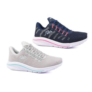 Imagem de Kit 2 Pares Tênis De Academia Runway Training Feminino, 37, Cinza verd