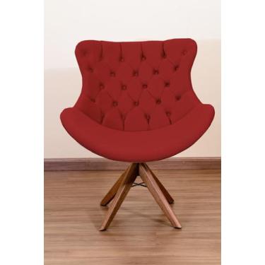 Imagem de Poltrona Decorativa Júlia Pé Giratório de Madeira Capitonê - Squadra D