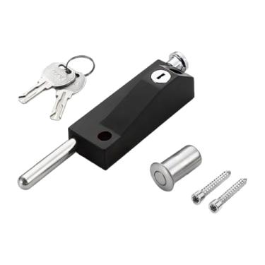 Imagem de Kuntesetty Trava de Porta Trava de Porta de Vidro Trava de Piso com Chaves Universais Parafuso Deslizante à Prova D'água Parafuso de Mola de Piso para Uso Comerc, Preto, Tamanho real