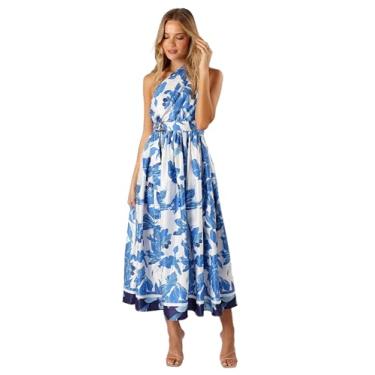Imagem de Petal & Pup Vestido midi feminino Naomi de um ombro só, Floral azul, PP
