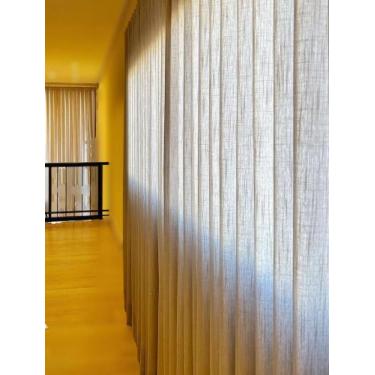 Imagem de Cortina Voil Gaze Linho Sem Forro 4,00x2,60 Para Varão -  Sala/Quarto 