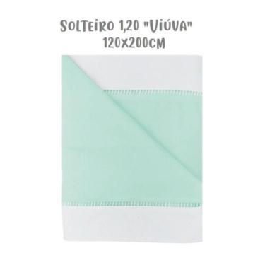 Imagem de Jogo de Lençol 3 Peças Solteiro Viúva 1,20 Ponto Palito Verde Arrumadi