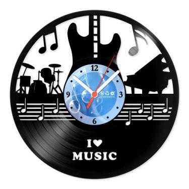 Imagem de Relógio De Parede Disco Vinil Música - I Love Music - VMU-004 - Modern