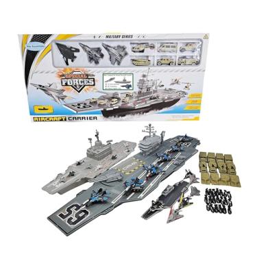 Imagem de Ultimate Large Aircraft Carrier Battle Fleet, Mini Catapult Carrier Battle Set with Military Vehicles, Torpedoes, and Fighter Jets