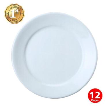 Imagem de Jogo 12 Pratos Rasos Porcelana Resistente Bar Hotel Germer - Porecelan