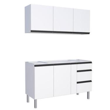 Imagem de Cozinha Completa Gabinete e Armário Aéreo Gaia 150 Cozimax Branco