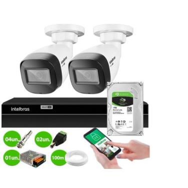 Imagem de Kit 2 Câmeras Segurança Bullet HD 720p VHD 1120 B 20m DVR Intelbras MH