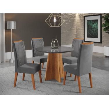Imagem de Mesa de Jantar Redonda Riu com 4 Cadeiras Madeira Maciça Vegas - Viero