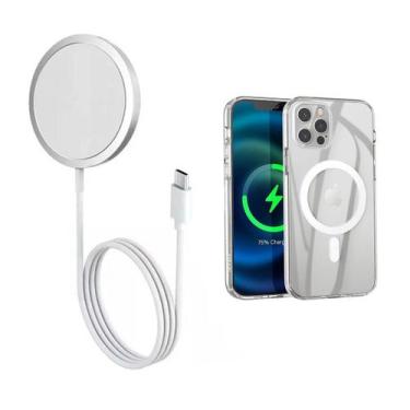 Imagem de Carregador Indução + Capinha Magsafe Magnética Compatível  C/ Iphone -