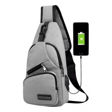Imagem de Bolsa Masculina Transversal Pochete de Ombro Moderna com Entrada USB -
