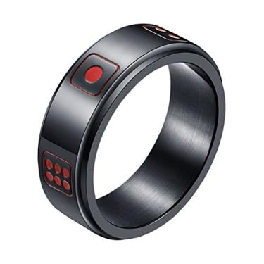 Imagem de Anel masculino Ineng, aço inoxidável, anel giratório de sorte, padrão de dados retrô, aliança de casamento de 8 mm prata, dourado, preto