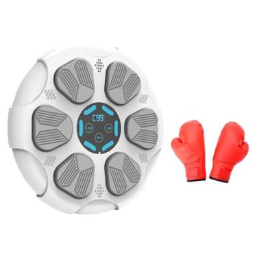 Imagem de oshhni Máquina de boxe de música eletrônica Almofada de boxe inteligente Alvo de boxe de música ajustável para uso doméstico Treinamento esportivo de karatê, Luvas Brancas para Adultos
