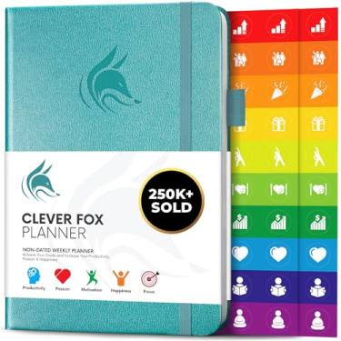 Imagem de Clever Fox – Planejador semanal e mensal para aumentar a produtividade, gerenciamento de tempo e atingir seus objetivos – Organizador, Diário de Gratidão – Sem data, A5, Dura 1 ano, (Aquamarine)