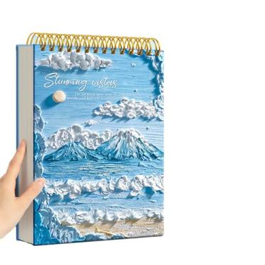 Imagem de Caderno de esboço de arte A4 grosso, caderno de desenho de pintura de graffiti - montanha azul 16K e mar