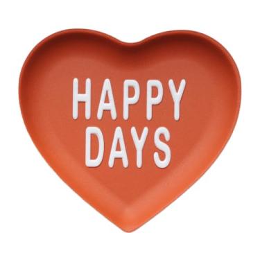 Imagem de FENICE Bandeja organizadora em forma de coração Eco PU Leather Happy Days. 13,5 x 12,7 cm (laranja)