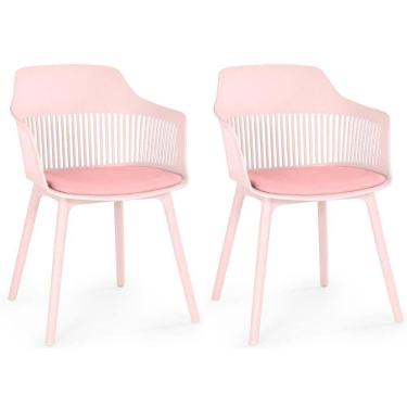 Imagem de Kit 2 Cadeiras De Jantar Estofada Marcela - Rosa