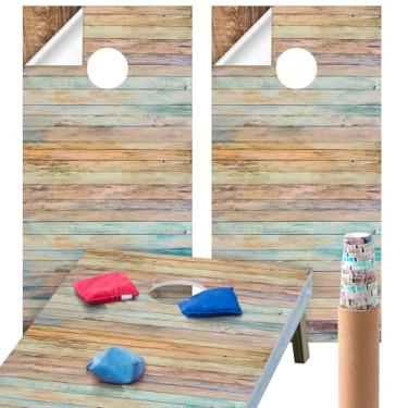 Imagem de 2 peças de envoltórios de madeira para tábuas de vinil de 62 x 123 cm, adesivos de vinil e envoltórios para festivais de outono de carnaval, saco de feijão, adesivos para uso interno e externo, placas