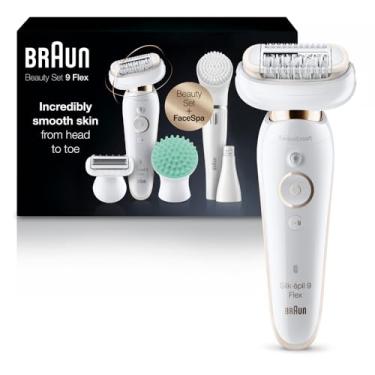 Imagem de Braun Conjunto de beleza para depilador Silk-épil 9 Flex 9-300, depilador e aparador facial, sem fio, recarregável, molhado e seco, FaceSpa