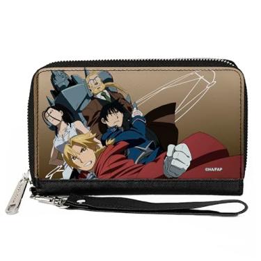 Imagem de Carteira Fullmetal Alchemist, Bifold, Fullmetal Alchemist Brotherhood Five Character Pose Tan, couro vegano, Marrom, 7.5"x4.5", Casual
