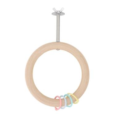 Imagem de Swing de Círculo de Papagaio, 4,7 Polegadas de Madeira Gaiola de Pássaro Suspenso Penduramento Gaiola de Pássaro Playground para Budgie Cacas