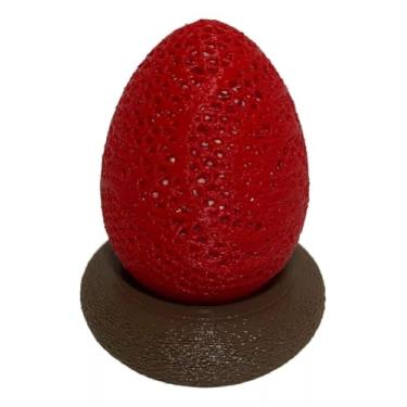 Imagem de Ovo de Páscoa Vela de LED Luminaria Decoração (Ovo: Vermelho/Base: Marrom)
