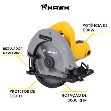 Imagem de Serra Circular para Madeira 1100W WeHawk HW5020, 220V