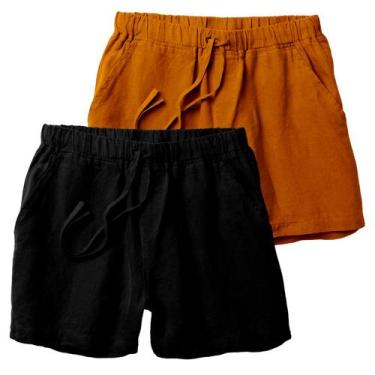 Imagem de Kit 2 Short de Linho Premium Bermuda Masculina Moda Praia Luxo - RELAX