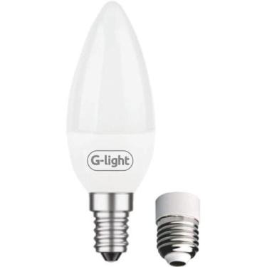 Imagem de Lâmpada Led Vela 4w Bivolt E-14 3000k Leitosa com Adap. E-27 - G-light