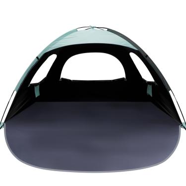 Imagem de WhiteFang Barraca de praia anti-UV portátil para 3 pessoas com abrigo blackout, piso extensível com 3 janelas de malha ventilada, bolsa de transporte, estacas e linhas (verde menta)