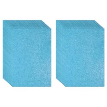 Imagem de PATIKIL Folha de espuma de EVA brilhante azul claro 28 x 20 cm 2 mm de espessura de feltro de glitter EVA brilhante para projetos de artesanato DIY, 20 peças
