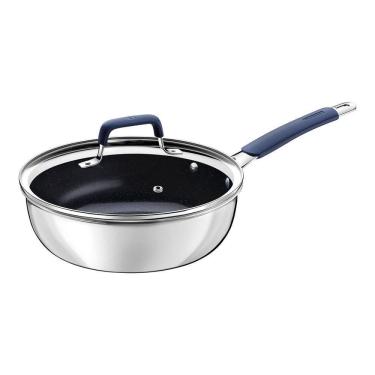 Imagem de Frigideira Funda Tampa Tramontina Romagna Aço Inox Alumínio Cerâmico Black Stone 24 Cm 3,1 L Tramontina