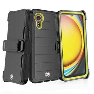 Imagem de Wireless ProTech Capa compatível com Samsung Galaxy XCover 7 modelo SM-G556B, coldre com clipe de cinto resistente com camada tripla de TPU e capa forrada com policarbonato (preto/amarelo)