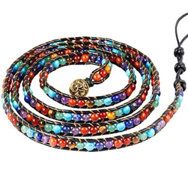 Imagem de Nupuyai Pulseira de couro com contas feitas à mão para coleção unissex One Size Vermelho