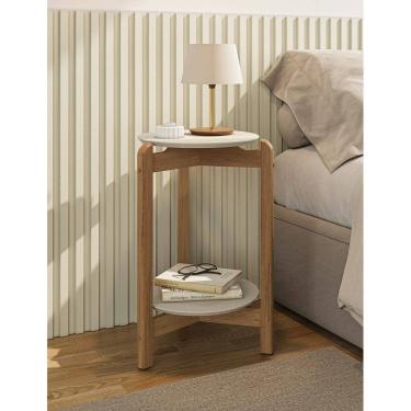 Imagem de Mesa Lateral Lizz Off White Marrom Cedro Casa D