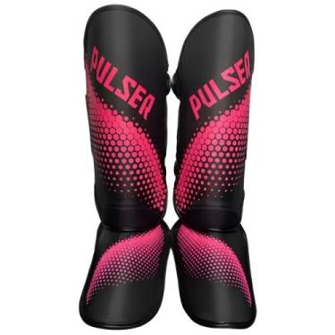 Imagem de Caneleira De Muay Thai Kickboxing Hexa Preto e Rosa 20mm Pulser Fight,