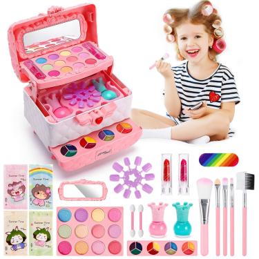 Imagem de Kit de maquiagem Deccasa Kids para meninas de 3 a 10 anos com 52 unidades