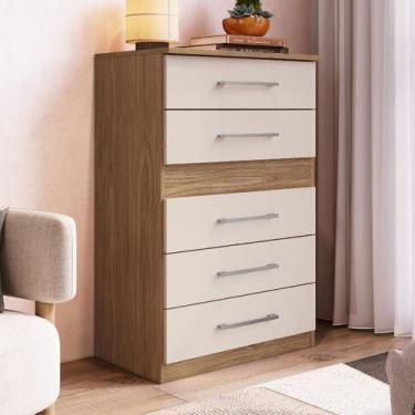 Imagem de Cômoda Safira 5 Gavetas Freijo/Off White - Irm Móveis, Moderno, Bege