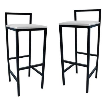 Imagem de Kit 2 Banqueta Alta Quadrada Industrial Cozinha Balcão Bar - Moveraço,