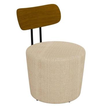 Imagem de Poltrona Decorativa Para Sala De Estar Redonda 53cm Le Moon M22 Linho Champanhe - Mpozenato