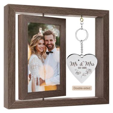 Imagem de Porta-retratos de casamento HELORAY Mr and Mrs. Presente personalizado