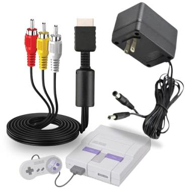 Imagem de AC Power Supply + Audio Video RCA AV Cable Adapter Cord To External TV Screen Monitor For Super Nintendo SNES Nes Genesis 1 Systems Game Console Bundle Set