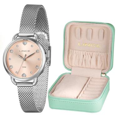 Imagem de Relógio Lince Feminino Ref: Lrmh225l32 R1sx Prateado Estojo Porta Joia