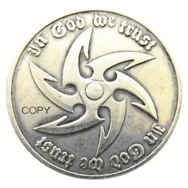 Imagem de Copy 1893 U.S Hobo Morgan Coin Japan Japanese Ninja Throwing Star Shuriken Dagger Weapon Lady Liberty Silver Plated Replica Commemorative