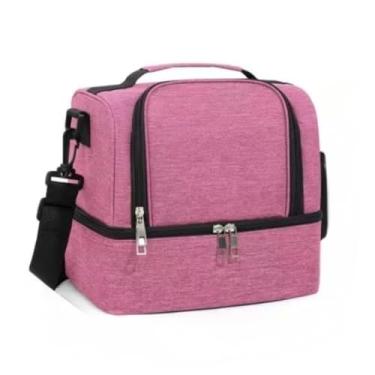 Imagem de Bolsa Térmica De Dois Andares Grande Capacidade De Piquenique Para Estudantes E Trabalhadores De Escritório(792Rosa)