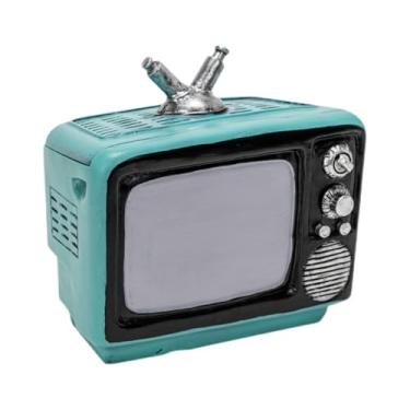 Imagem de Cinzeiro retrô para televisão, cinzeiro de resina criativo, decoração de mesa de jantar em miniatura feita à mão (azul)