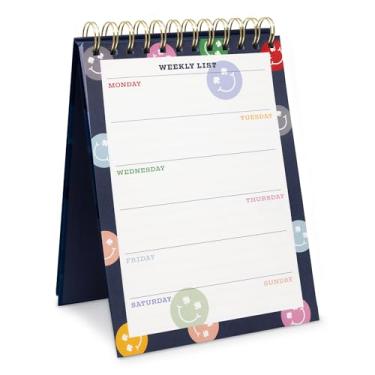 Imagem de Kate Spade New York Bloco de notas planejador semanal sem data com encadernação espiral, agenda de 21,6 cm x 15,9 cm para professores/trabalho/mesa, Spade Smiley
