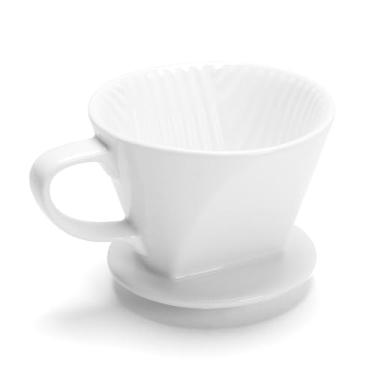 Imagem de YACEYACE Cafeteira para derramar, cerâmica branca única com 3 furos, gotejador de café médio para loja, casa, escritório e bar