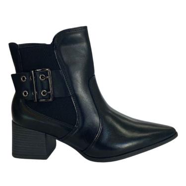 Imagem de Bota Ramarim 2559132 Feminino Preto cano curto bico fino